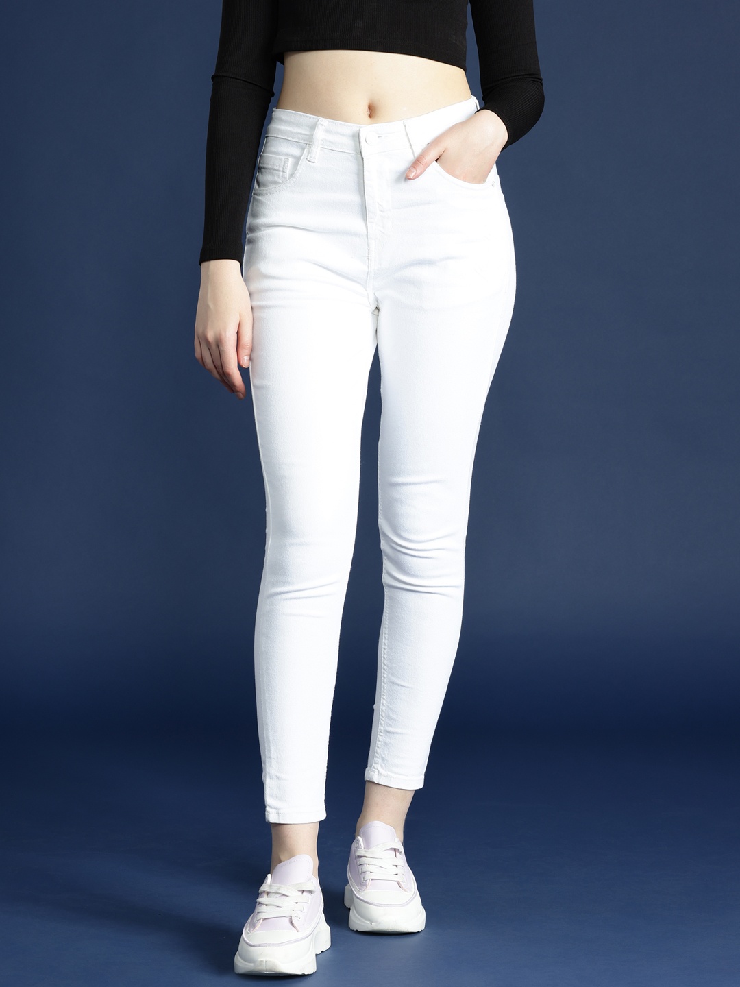 

Mast & Harbour Women Skinny Fit Stretchable Jeans, White