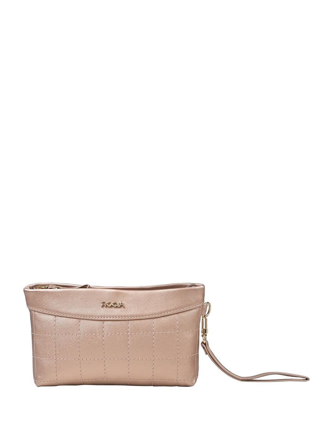 

Rocia Wrist Loop Purse With Stitch Detail, Rose gold