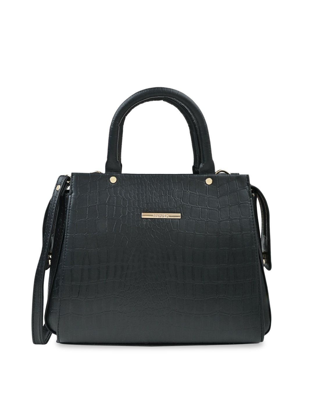 

Rocia Textured Structured Handheld Bag, Black