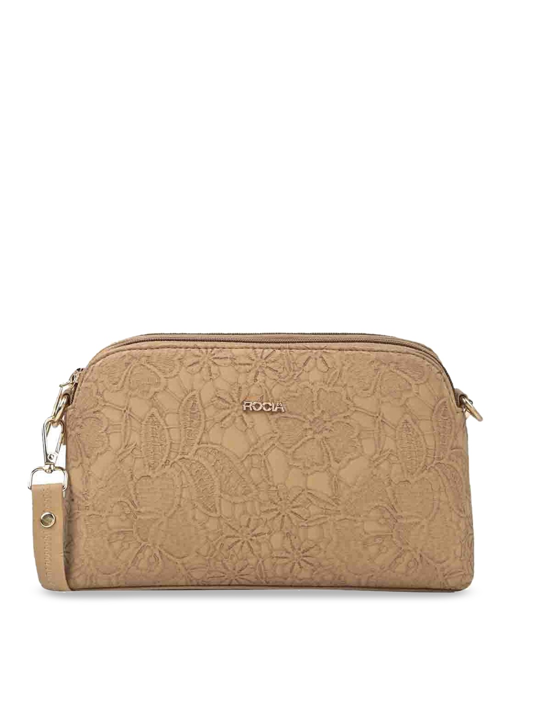 

Rocia Floral Oversized Structured Sling Bag, Brown