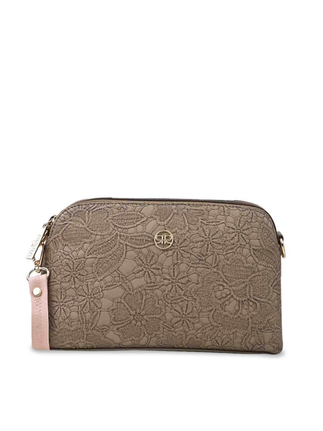 

Rocia Floral Textured Structured Sling Bag, Brown
