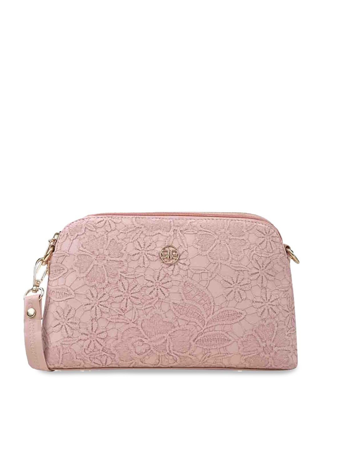 

Rocia Floral Printed PU Structured Sling Bag, Pink