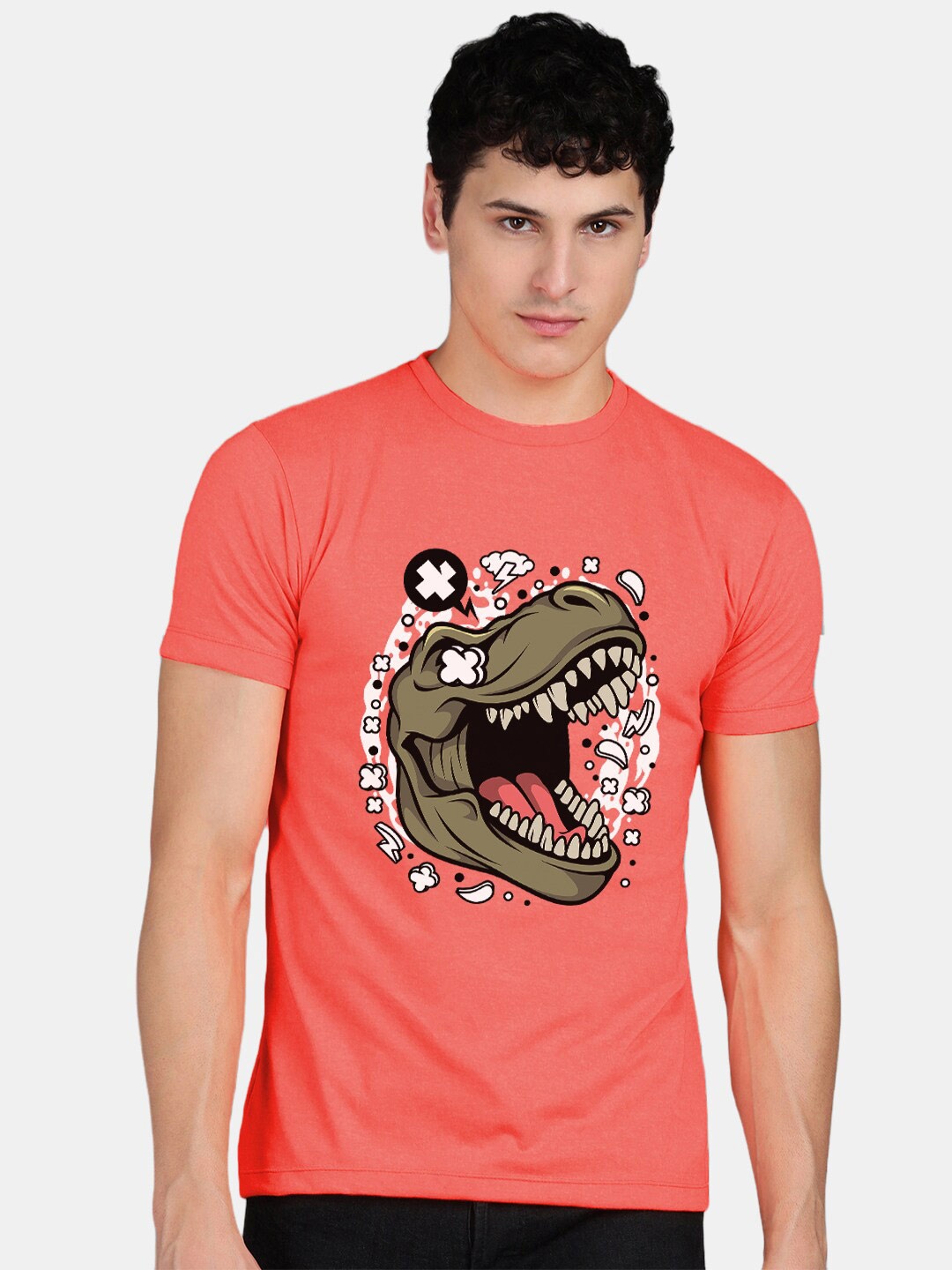 

Wyld Sprog Graphic Printed Pure Cotton T-shirt, Rust