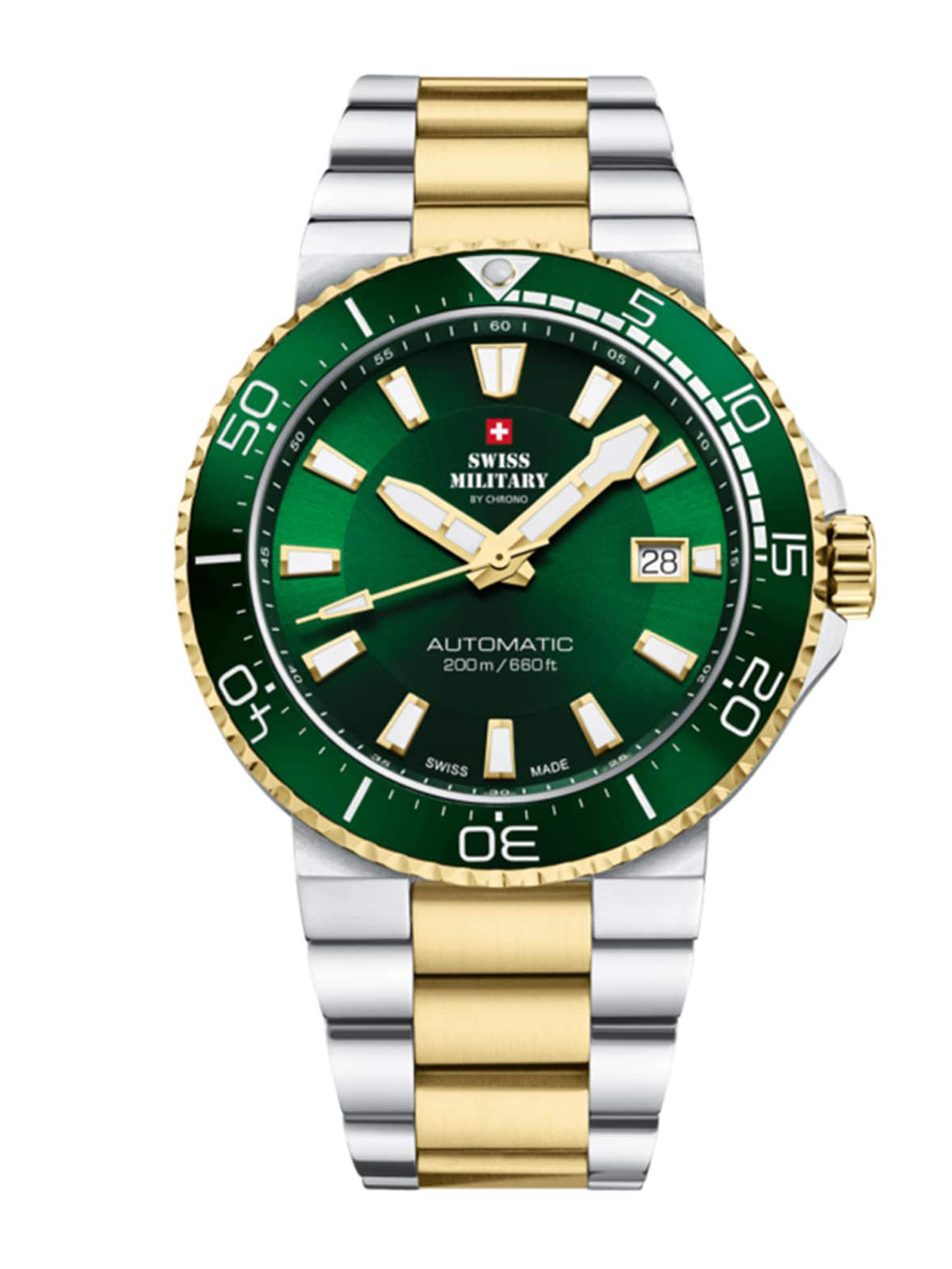 

Swiss Military by Chrono Men Bracelet Style Straps Analogue Watch SMA34086.04, Green