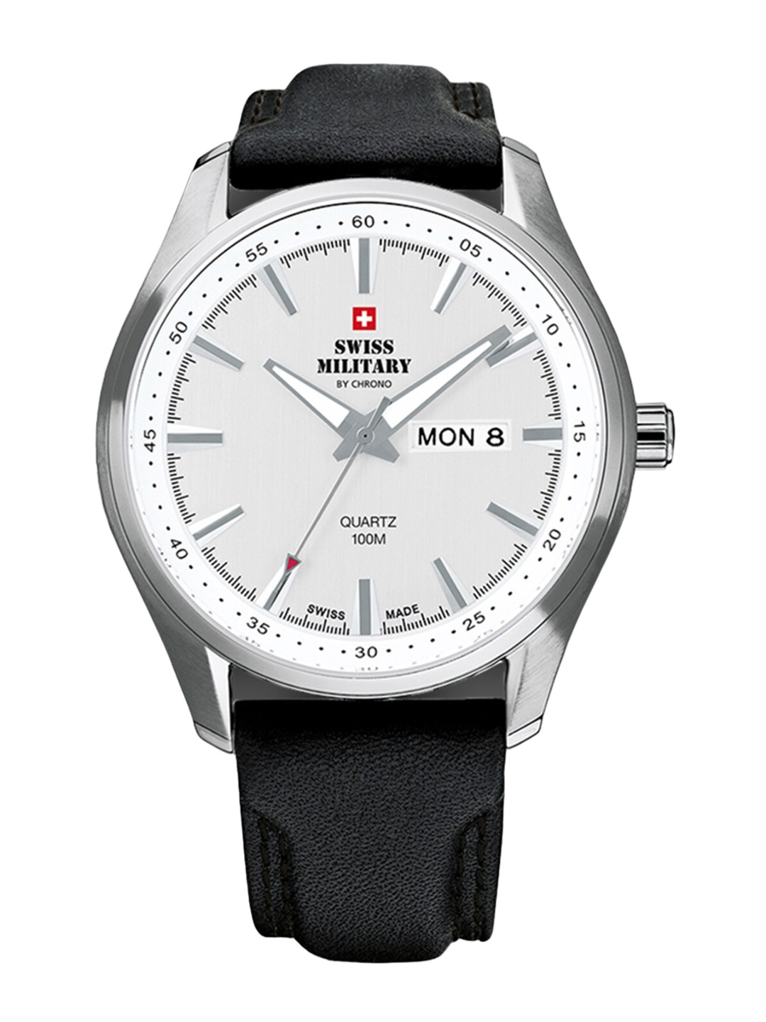 

Swiss Military by Chrono Men Leather Straps Analogue Watch SM34027.06, Silver