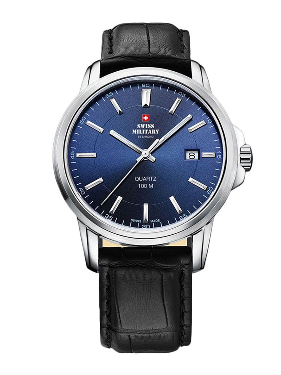 

Swiss Military by Chrono Unisex Textured Dial & Leather Straps Analogue Watch SM34039.15, Blue
