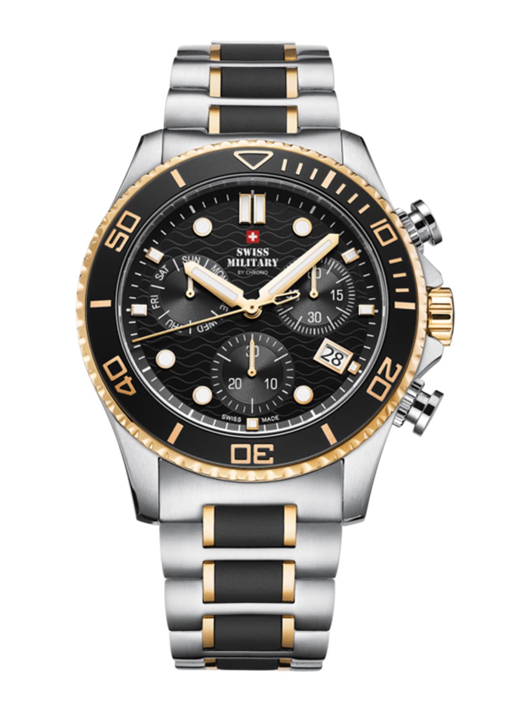 

Swiss Military by Chrono Men Bracelet Style Straps Analogue Watch SM34051.02, Black