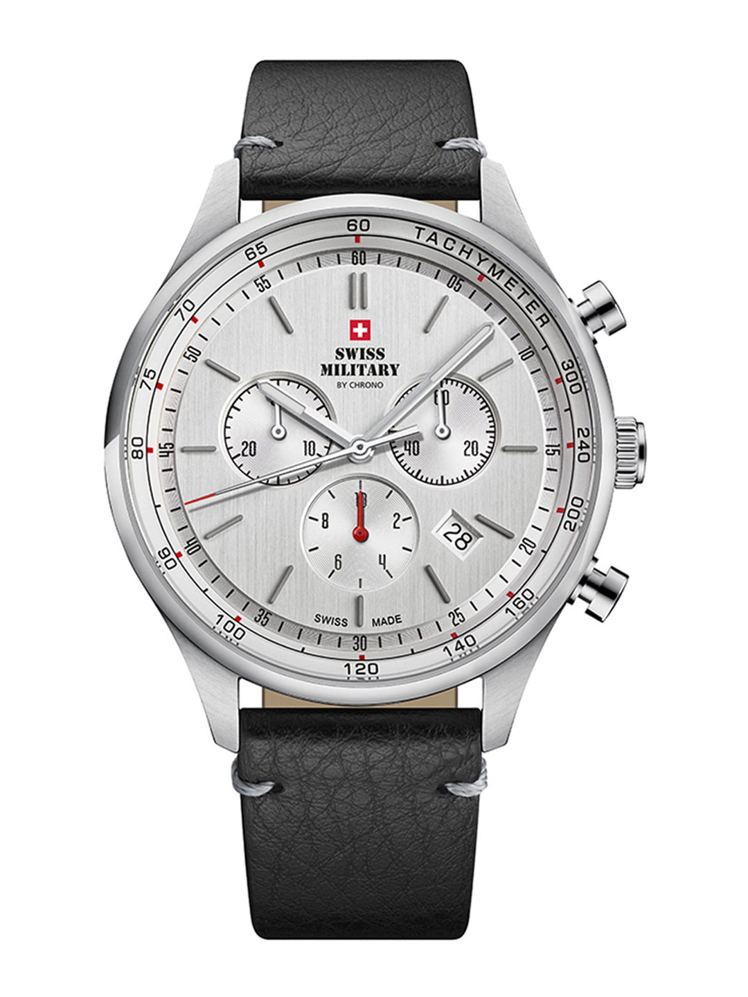 

Swiss Military by Chrono Unisex Silver-Toned Dial & Black Leather Textured Straps Analogue Watch SM34081.07