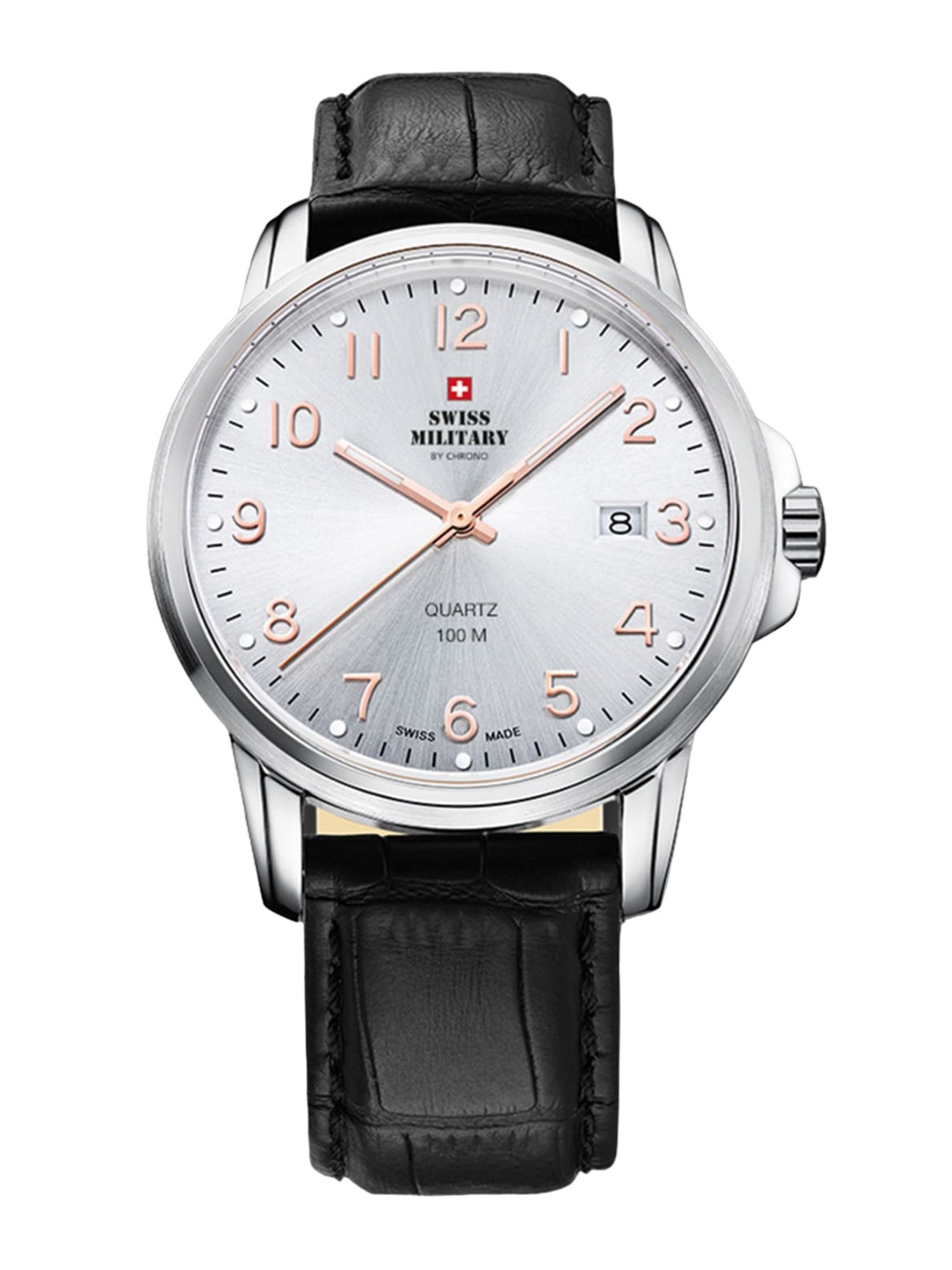 

Swiss Military by Chrono Men Leather Swiss Made Analogue Watch SM34039.09, Silver
