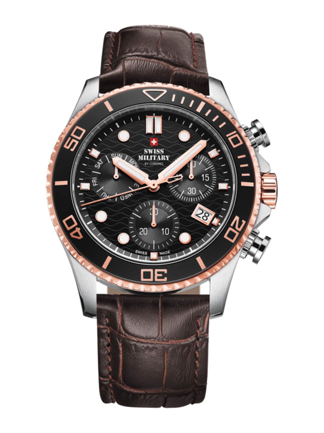 

Swiss Military by Chrono Men Leather Straps Analogue Watch SM34051.05, Black