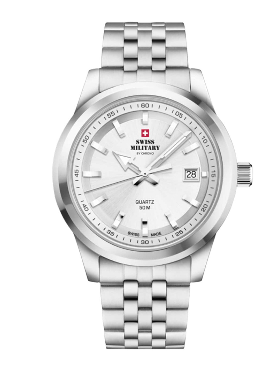 

Swiss Military by Chrono Unisex Silver-Toned Printed Dial & Silver Toned Stainless Steel Bracelet Style Watch