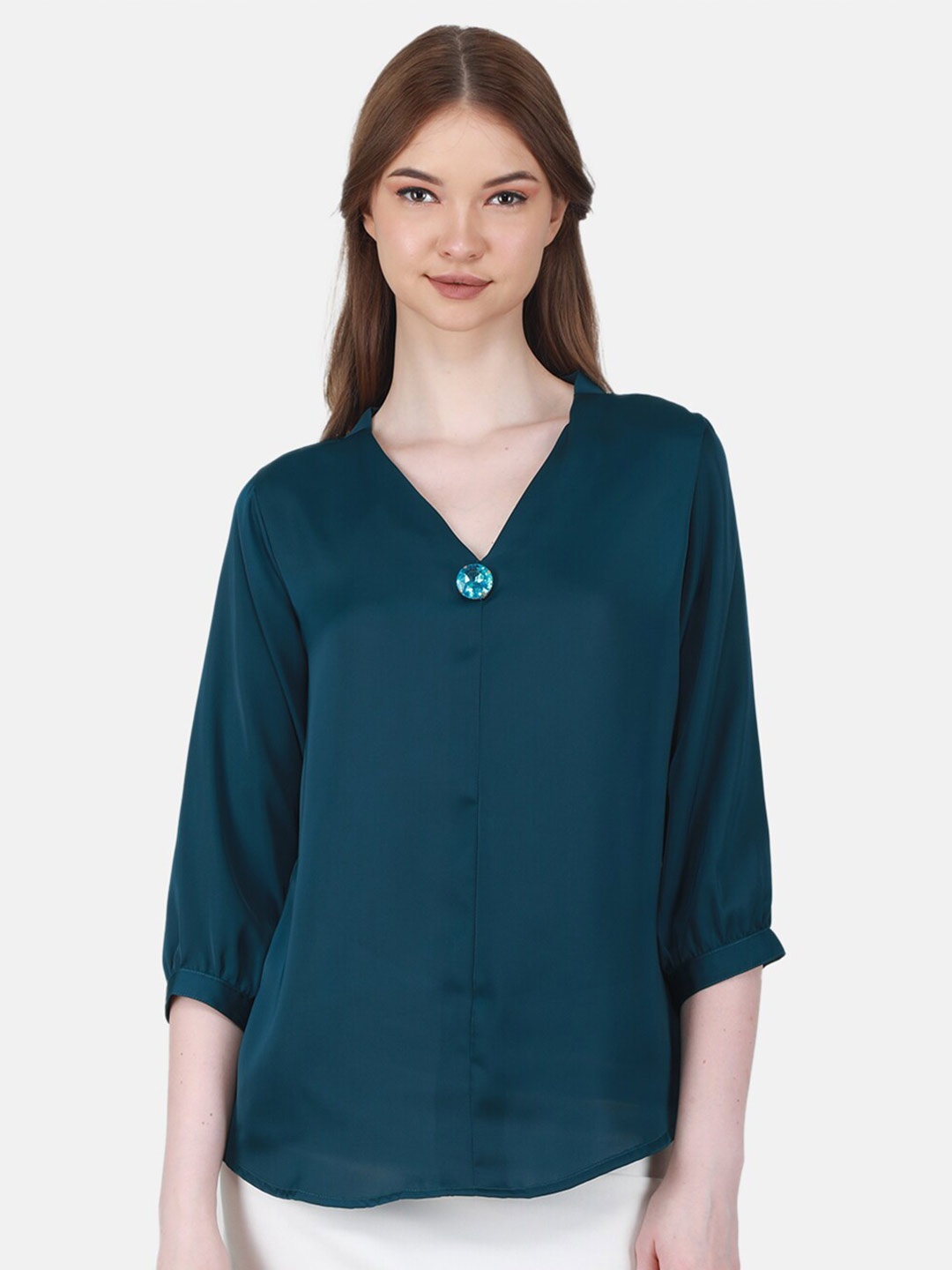 

Duke V Neck Regular Top, Teal
