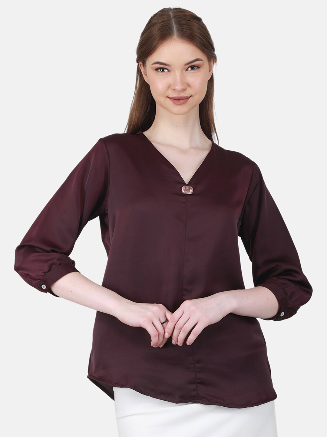 

Duke V Neck Regular Top, Maroon
