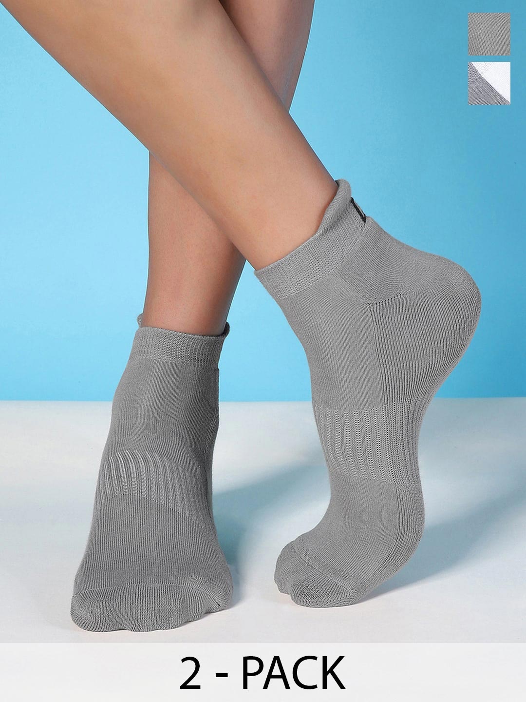 

DAMENSCH Men Pack of 2 Ankle-Length Socks, Grey