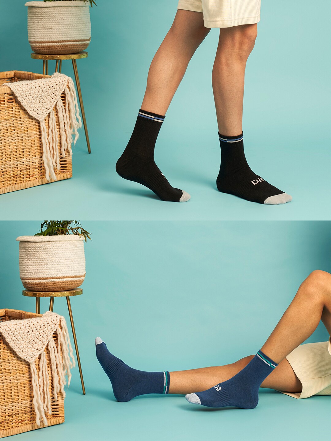 

DAMENSCH Men Pack of 2 Colourblocked Calf-Length Socks, Blue