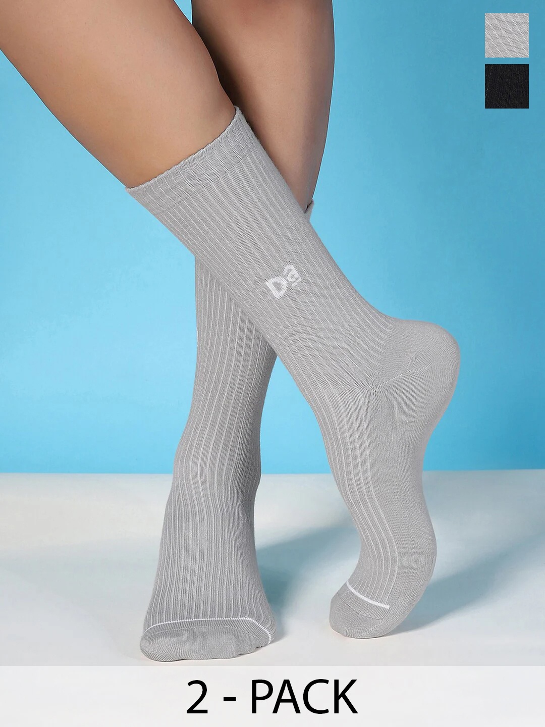 

DAMENSCH Men Pack of 2 Calf-Length Socks, Black
