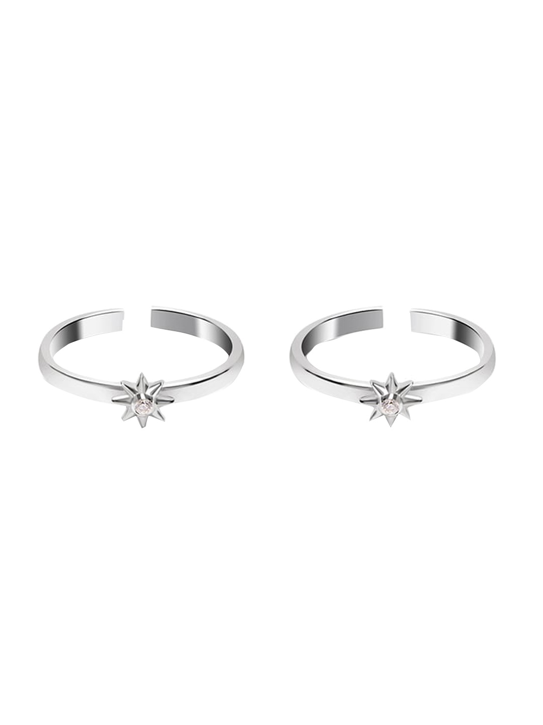 

March by FableStreet 925 Sterling Silver Rhodium-Plated CZ-Studded Oxidized Toe Rings