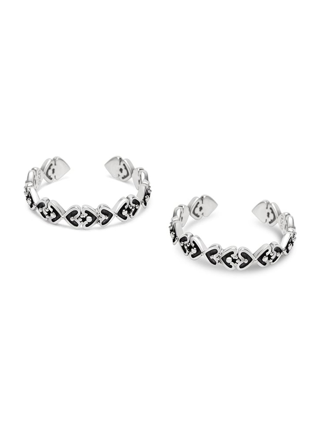 

March by FableStreet 925 Sterling Silver Rhodium-Plated Oxidized Toe Rings
