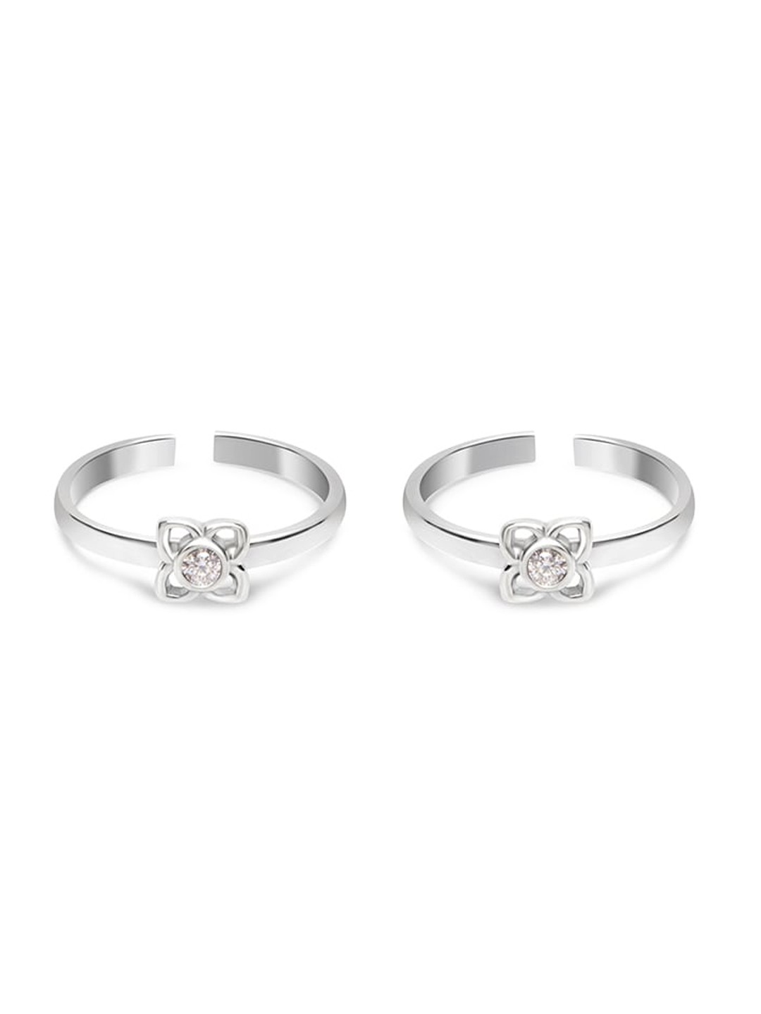 

March by FableStreet 925 Sterling Silver Rhodium-Plated CZ-Studded Oxidized Toe Rings