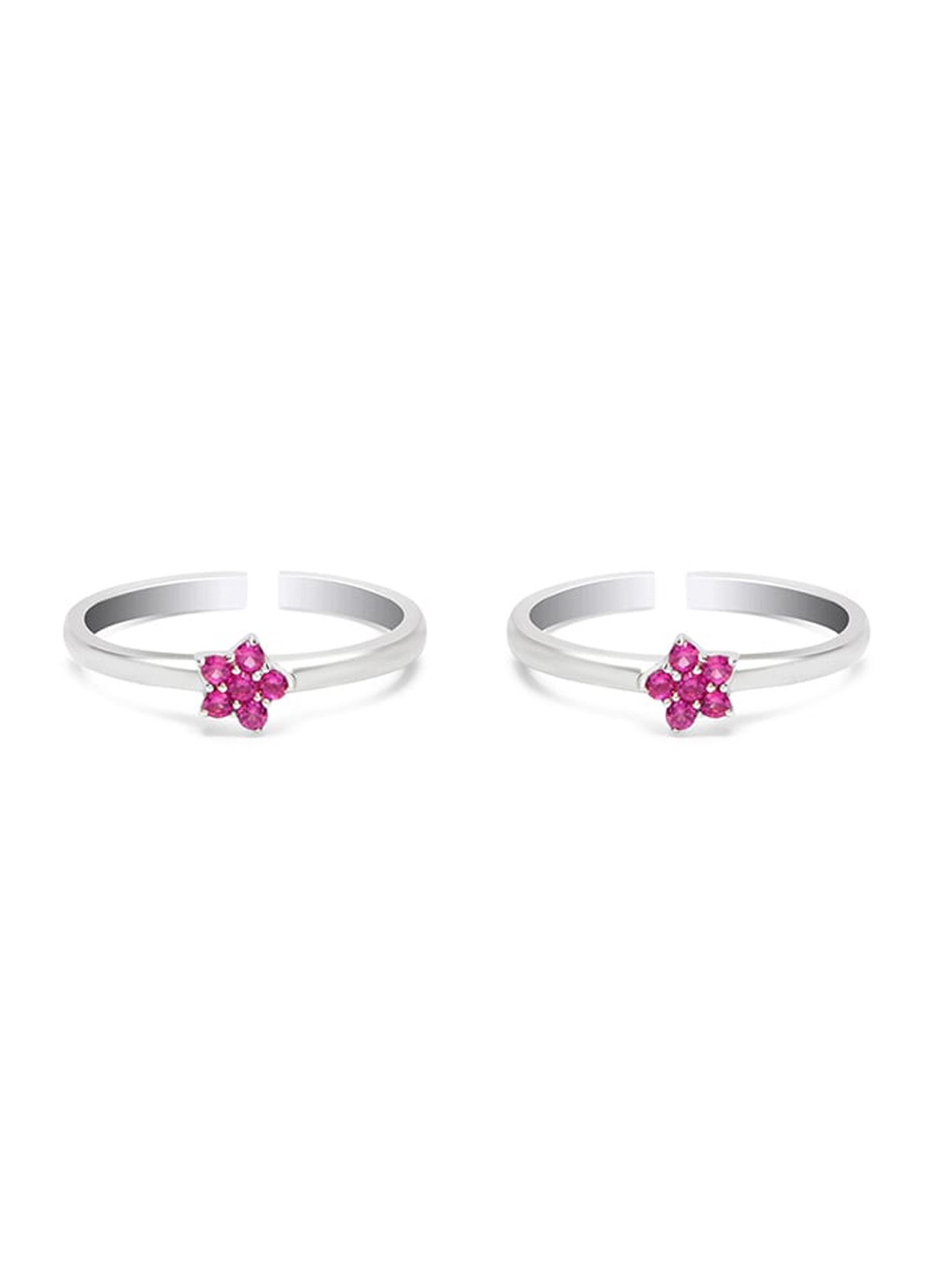 

March by FableStreet 925 Sterling Silver Oxidized Rhodium-Plated CZ-Studded Toe Rings