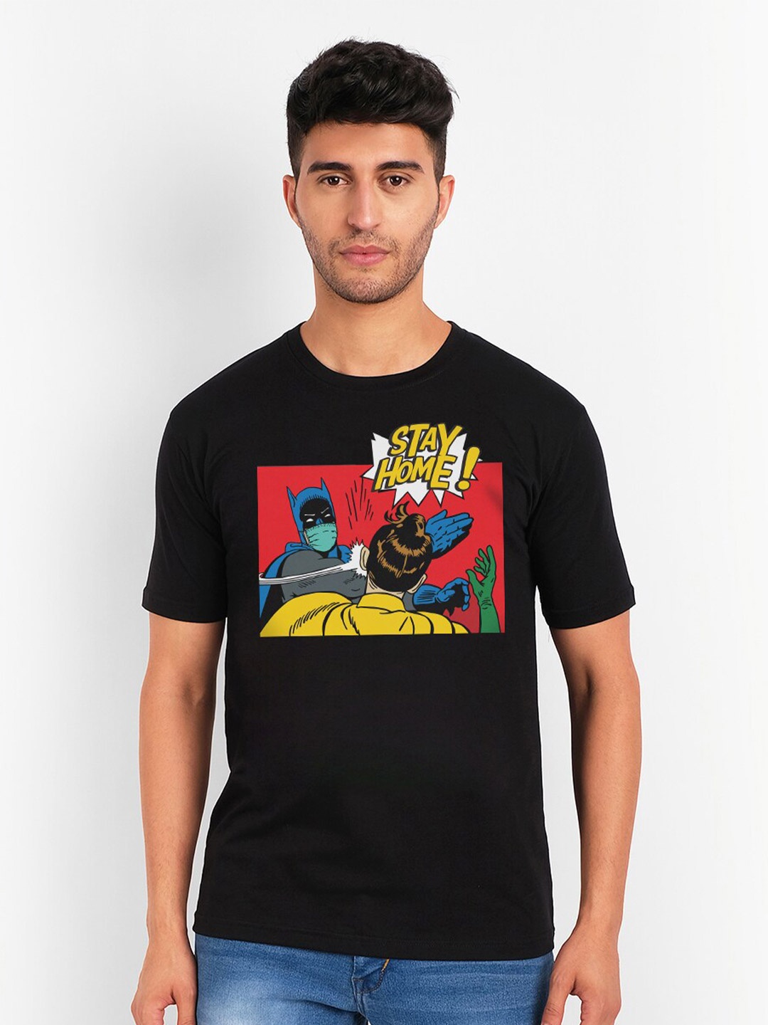 

THREADCURRY Batman Printed Round Neck Pure Cotton T-shirt, Black