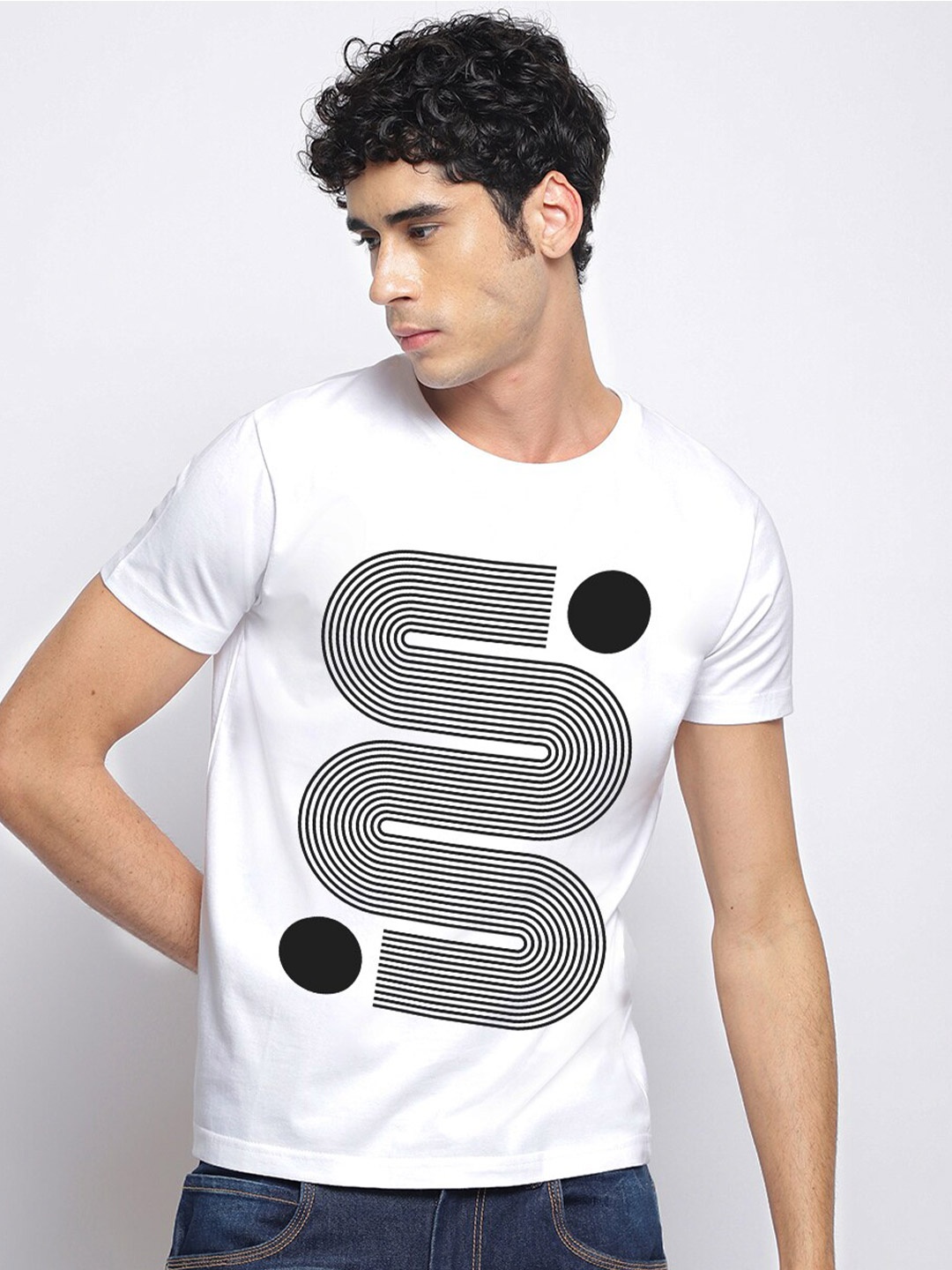 

THREADCURRY Graphic Printed Cotton T-shirt, White