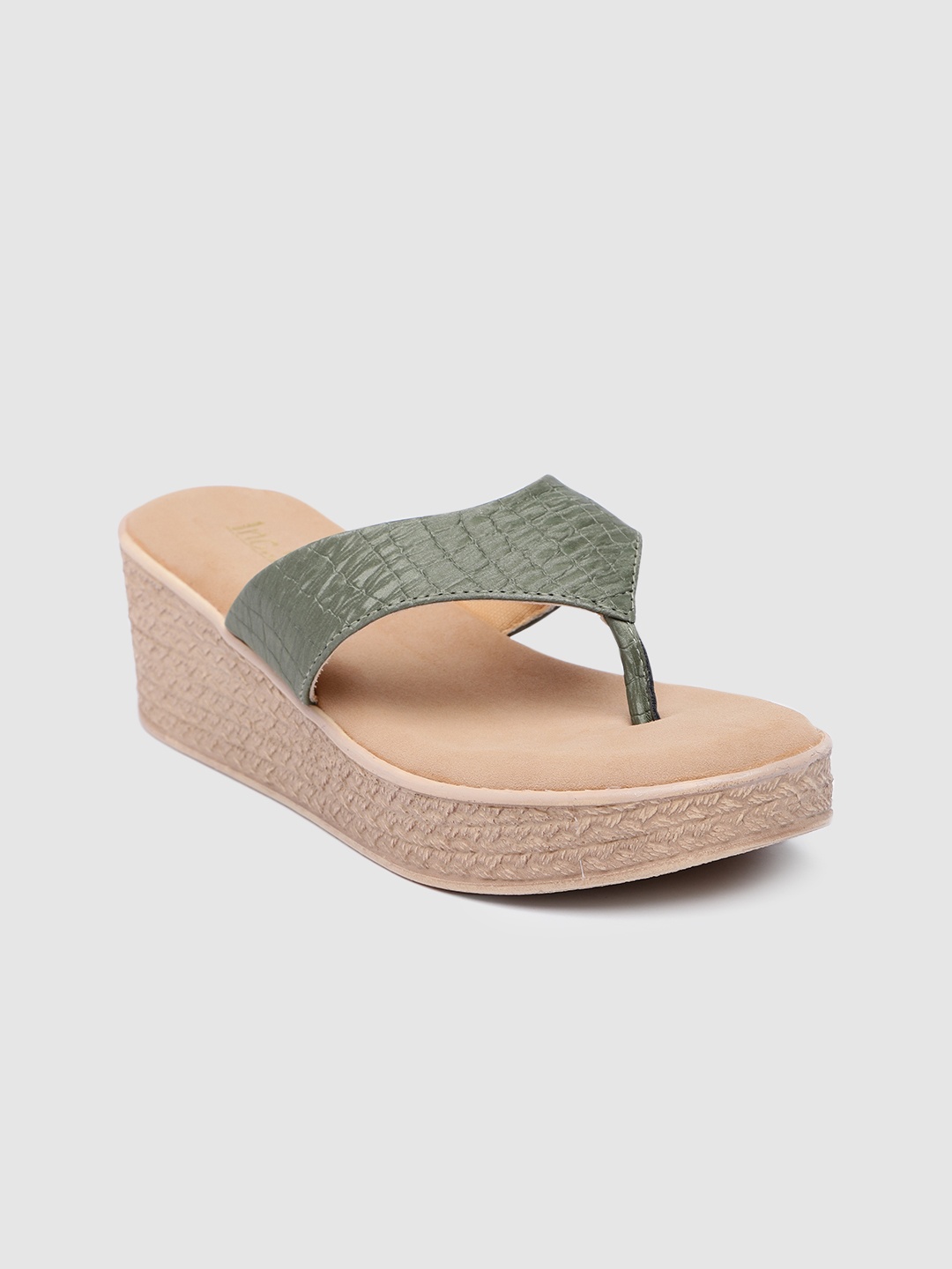 

Inc 5 Textured T-Strap Wedges, Green