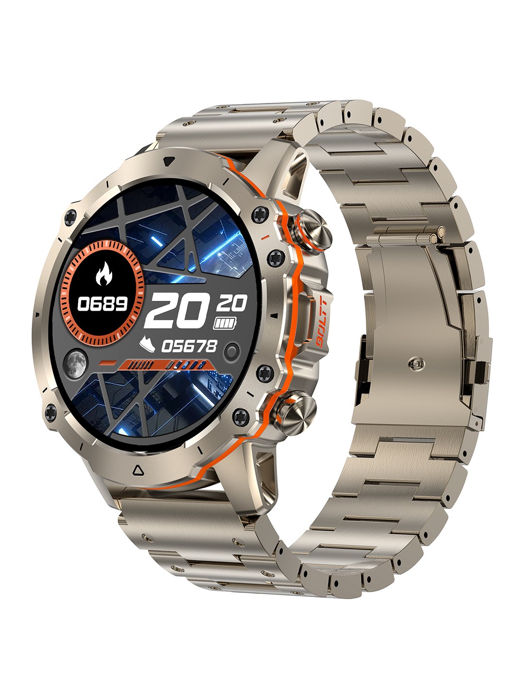 

Fire-Boltt Marshal 1.43 HD Display Rugged Smartwatch with Military Grade Quality, Gold