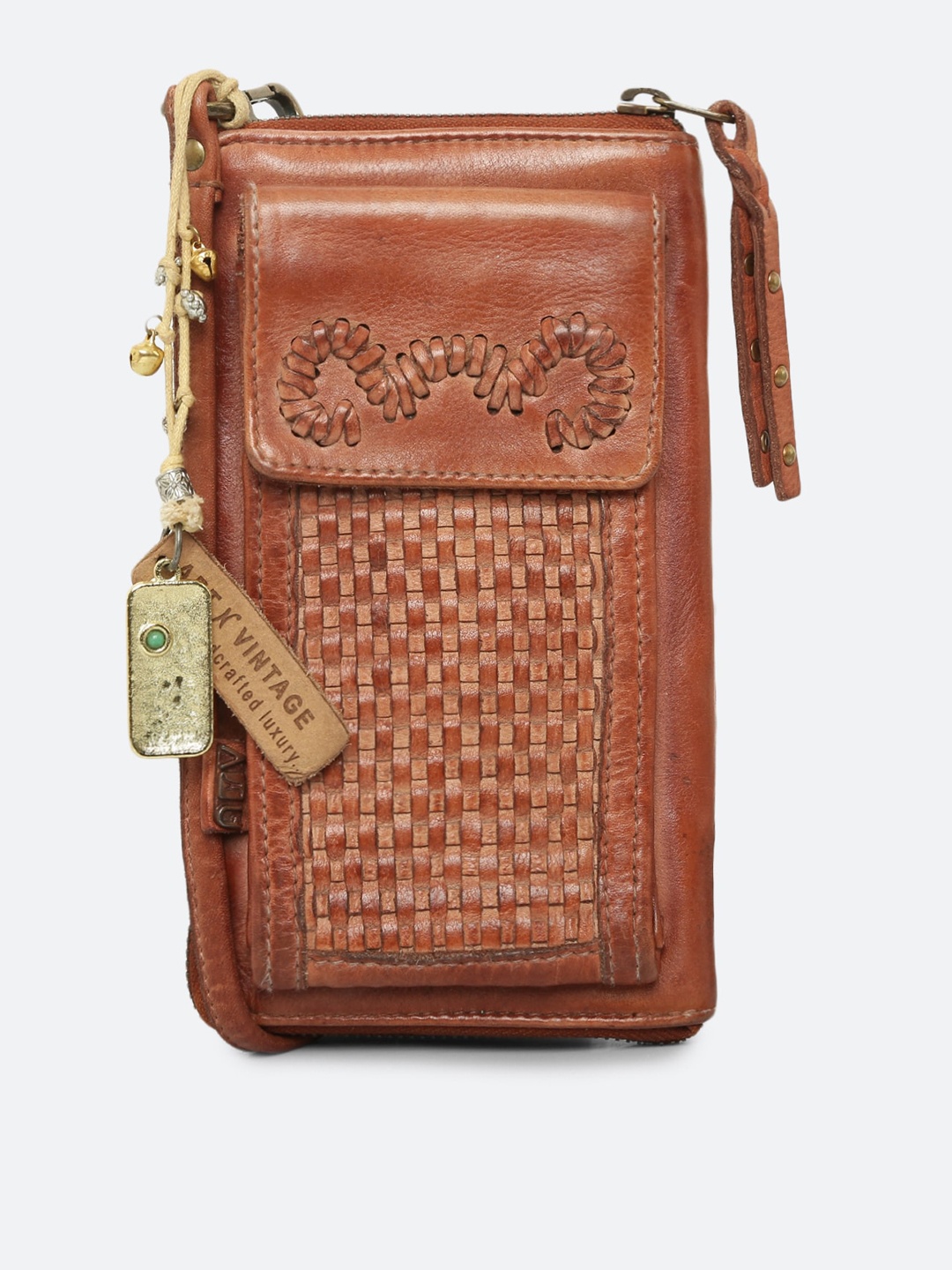 

ART N VINTAGE Leather Mobile Pouch, Tan