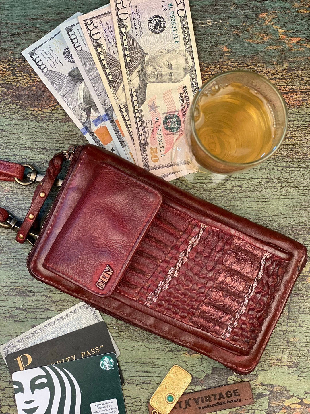 

ART N VINTAGE Leather Mobile Pouch, Red