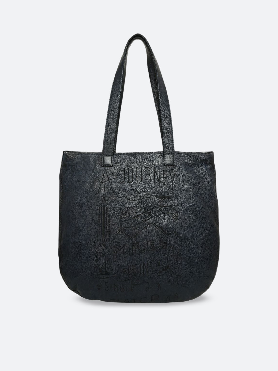 

ART N VINTAGE Leather Shopper Tote Bag, Navy blue