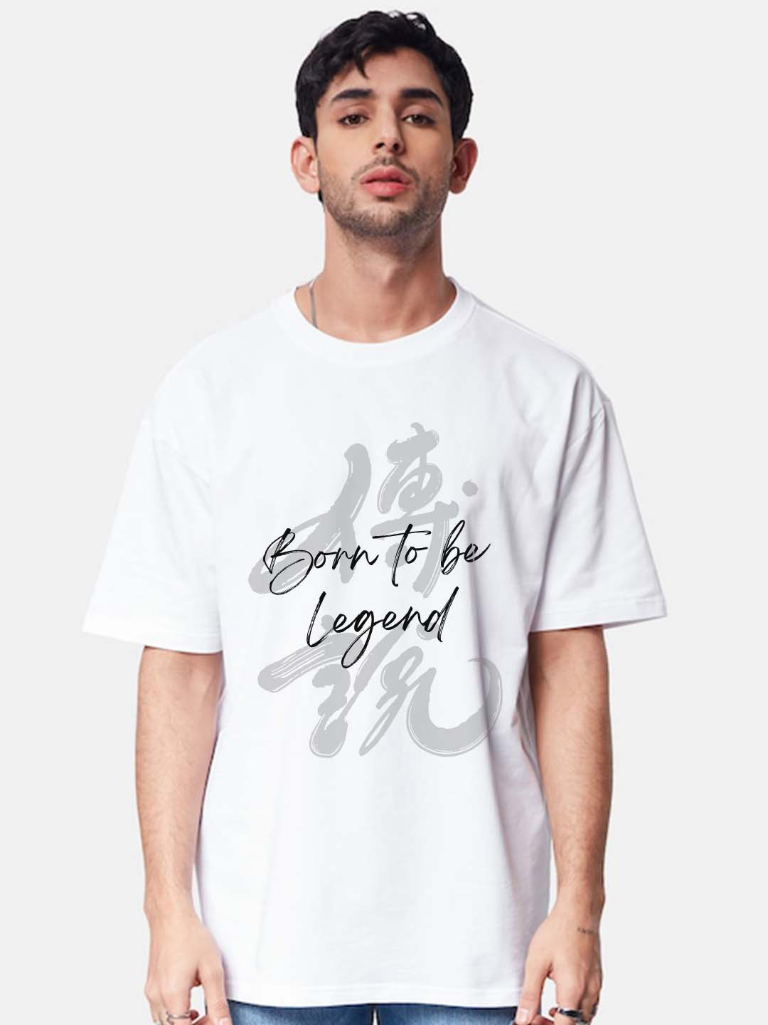 

VIXENLY Typography Printed Oversized Fit Pure Cotton Casual T-shirt, White