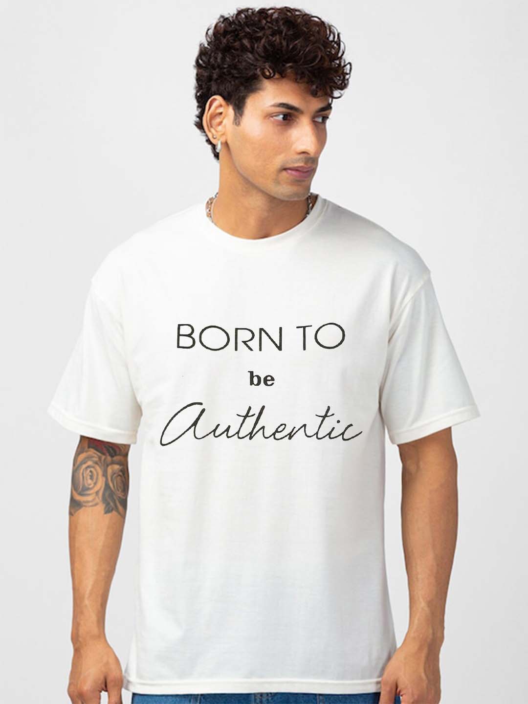 

VIXENLY Typography Printed Oversized Fit Pure Cotton Casual T-shirt, White