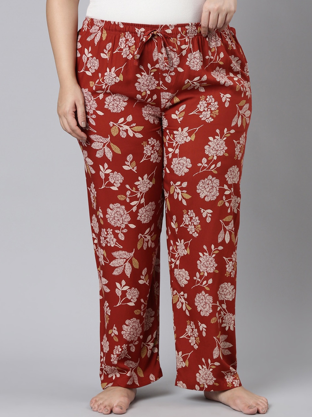 

Go Colors Women Plus Size Printed Relaxed-Fit Lightweight Lounge Pants, Rust