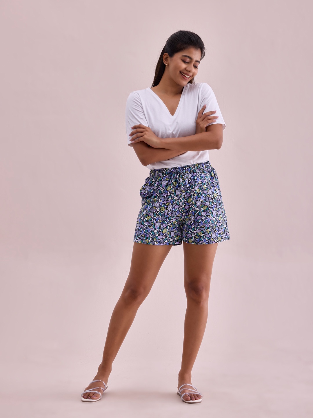 

Go Colors Women Printed Lounge Shorts, Black