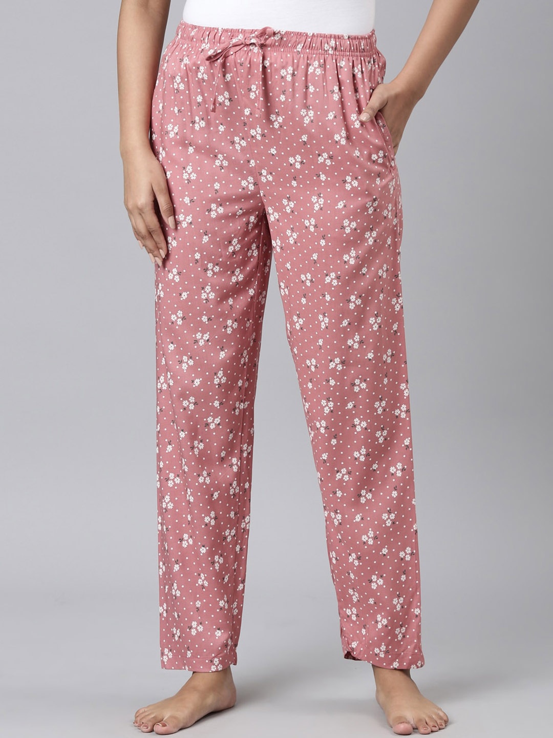 

Go Colors Women Floral-Printed Relaxed-Fit Lightweight Lounge Pants, Pink