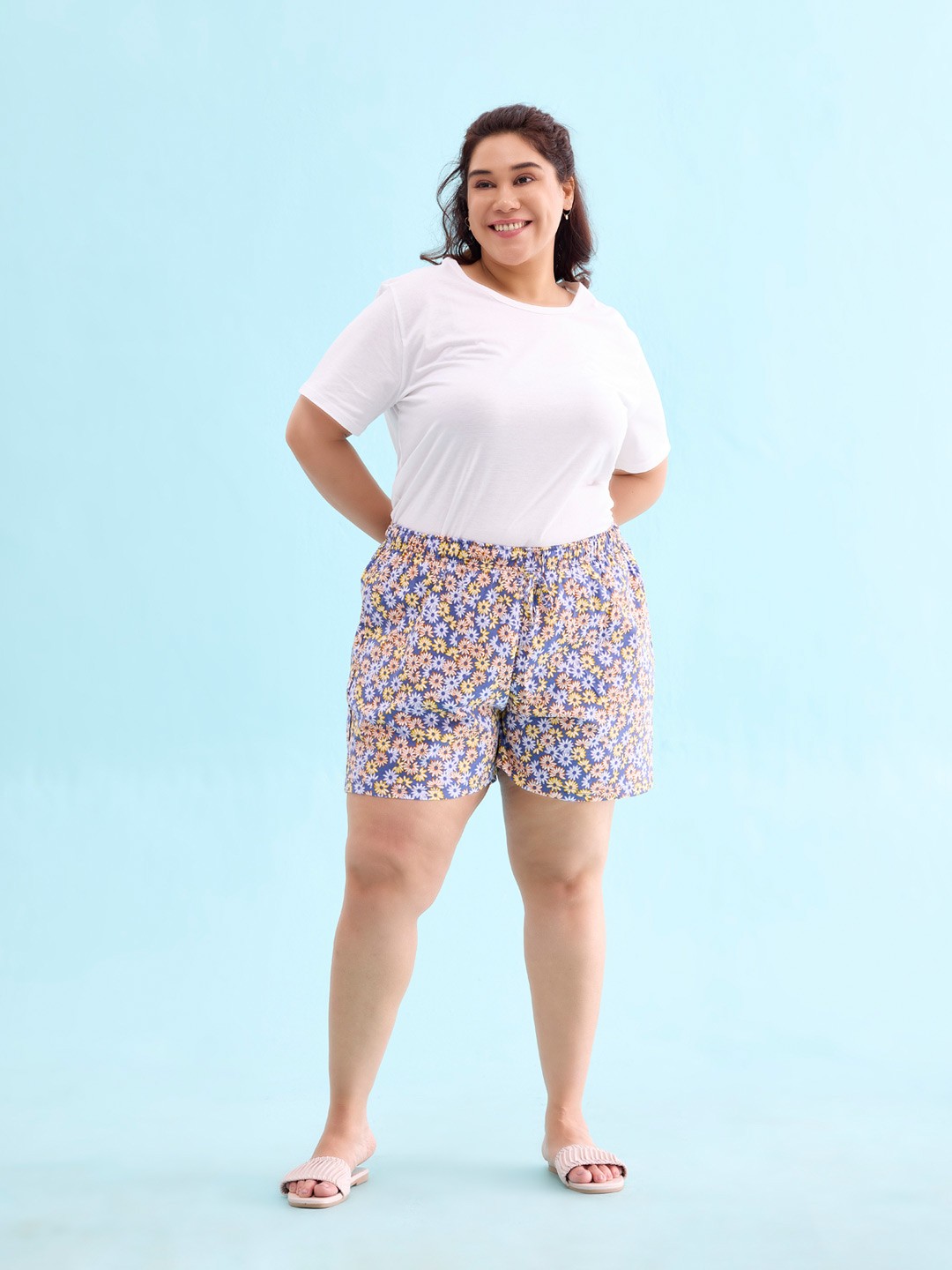

Go Colors Women Printed Lounge Shorts, Blue