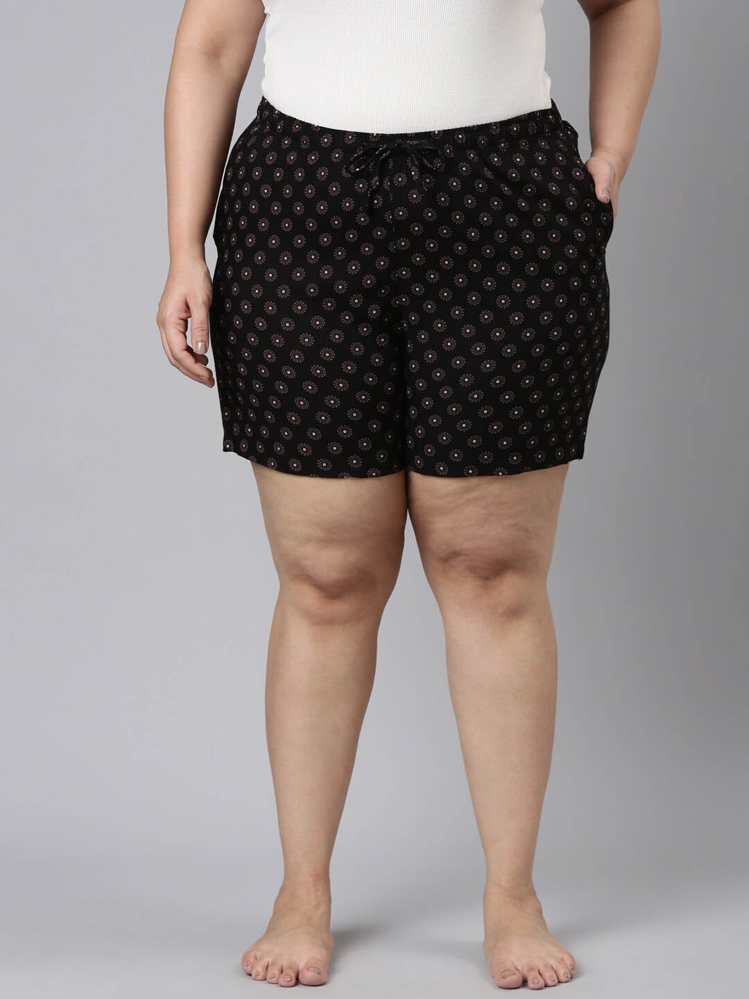 

Go Colors Women Printed Lounge Shorts, Black