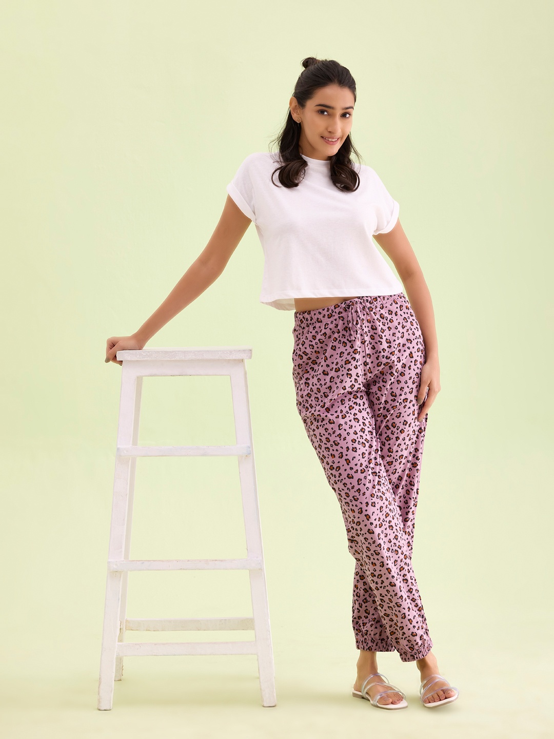 

Go Colors Women Printed Relaxed-Fit Lightweight Cotton Lounge Pants, Purple