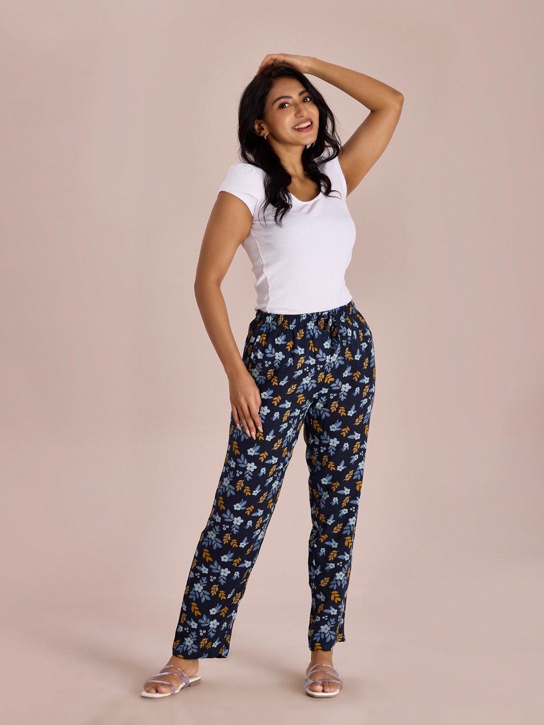 

Go Colors Women Striped Relaxed-Fit Lightweight Lounge Pants, Navy blue