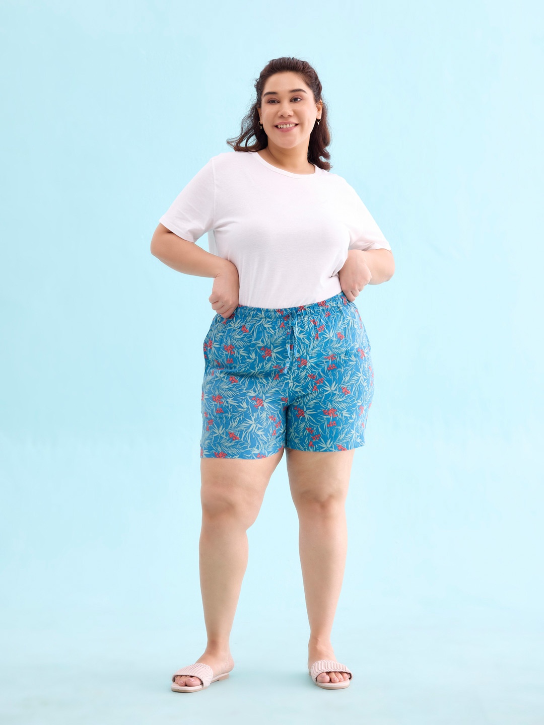 

Go Colors Women Printed Lounge Shorts, Blue