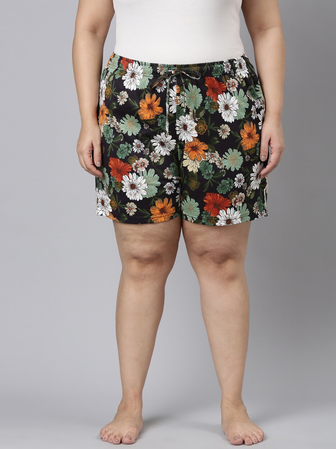 

Go Colors Women Printed Lounge Shorts, Black