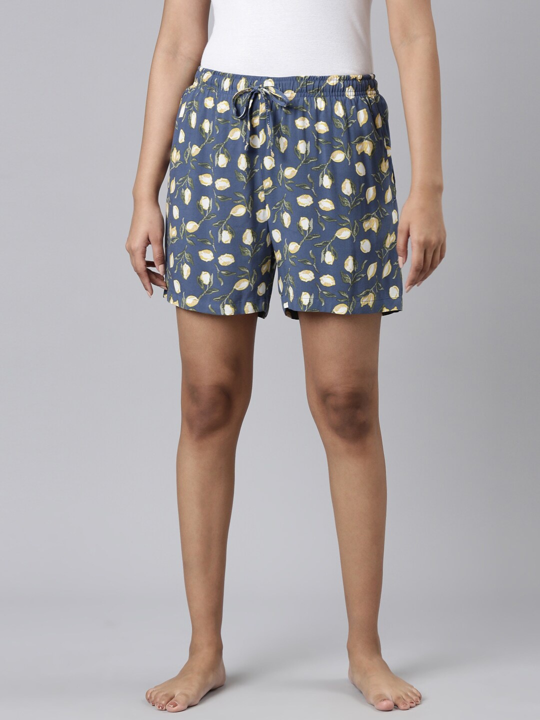 

Go Colors Women Printed Lounge Shorts, Blue