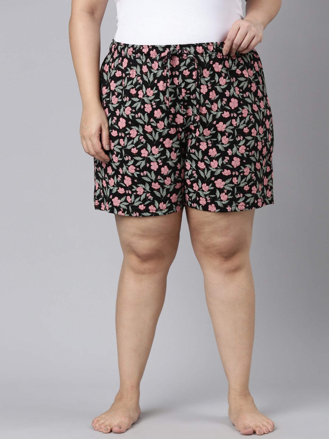 

Go Colors Women Printed Lounge Shorts, Black