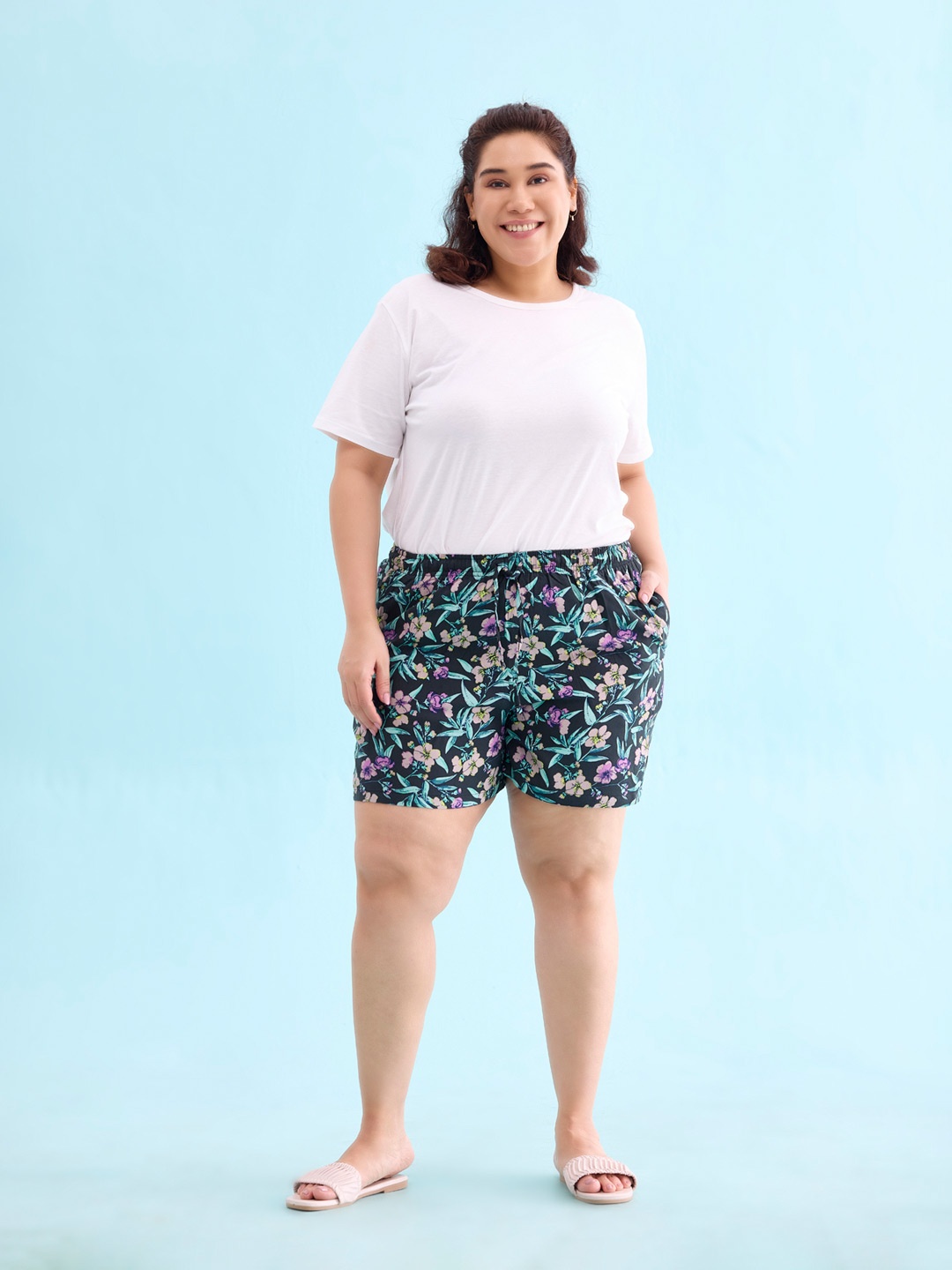 

Go Colors Women Printed Lounge Shorts, Black