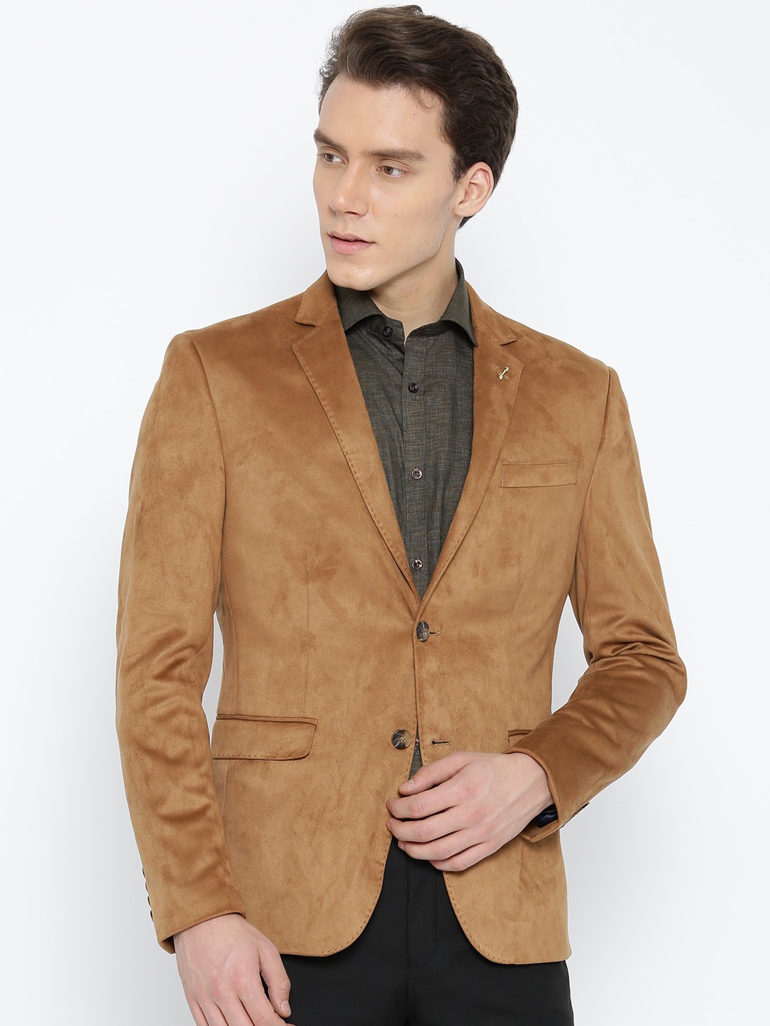 

Arrow Brown Single-Breasted Zero Calorie Fit Partywear Blazer