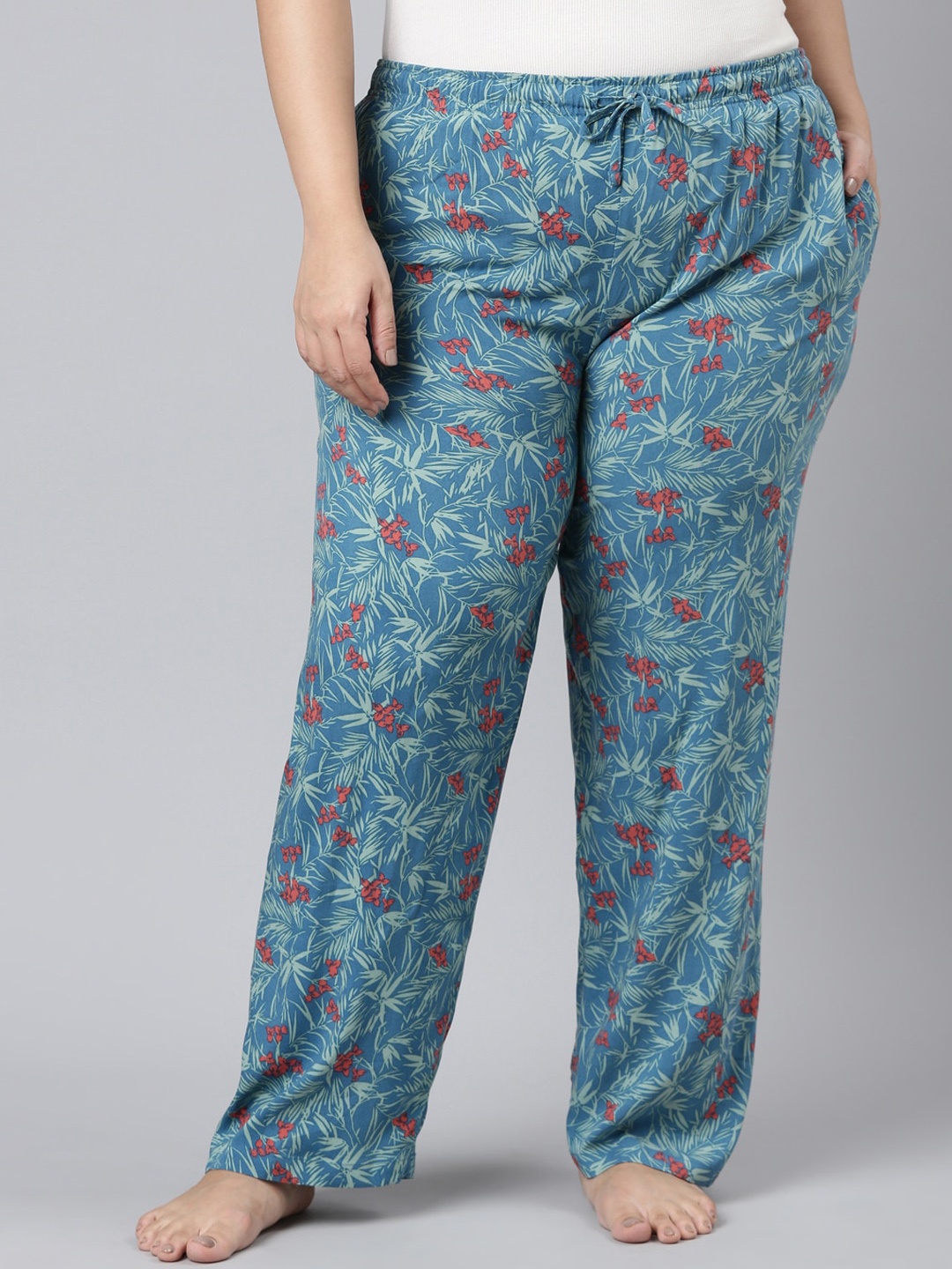 

Go Colors Women Plus Size Floral-Printed Relaxed-Fit Lightweight Lounge Pants, Blue