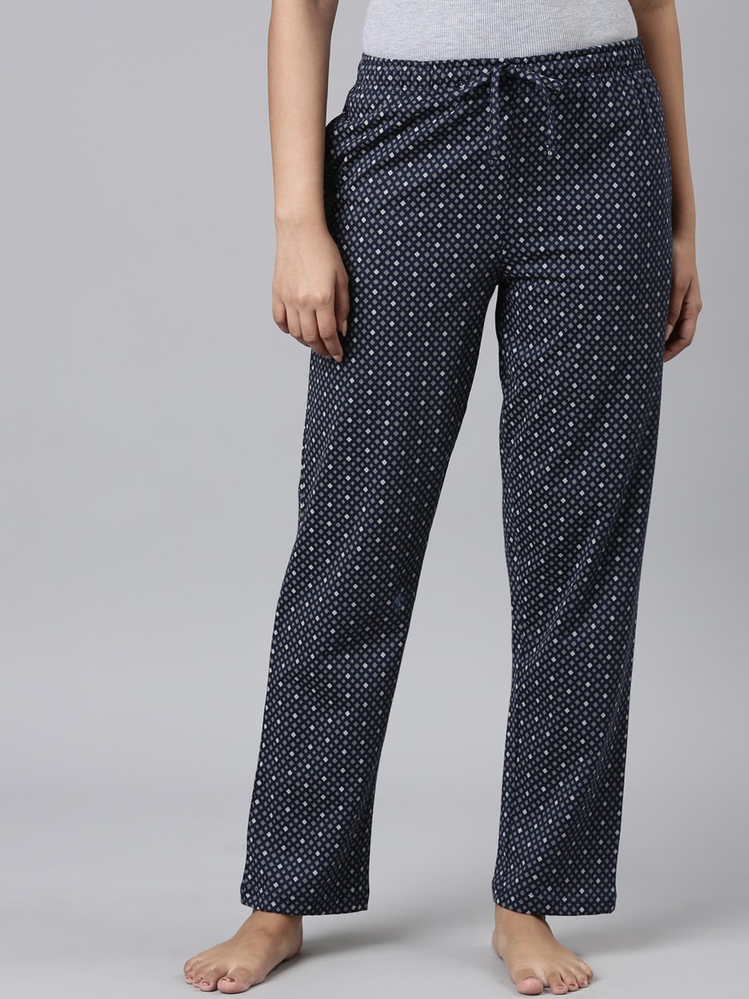 

Go Colors Women Printed Relaxed-Fit Lightweight Cotton Lounge Pants, Navy blue