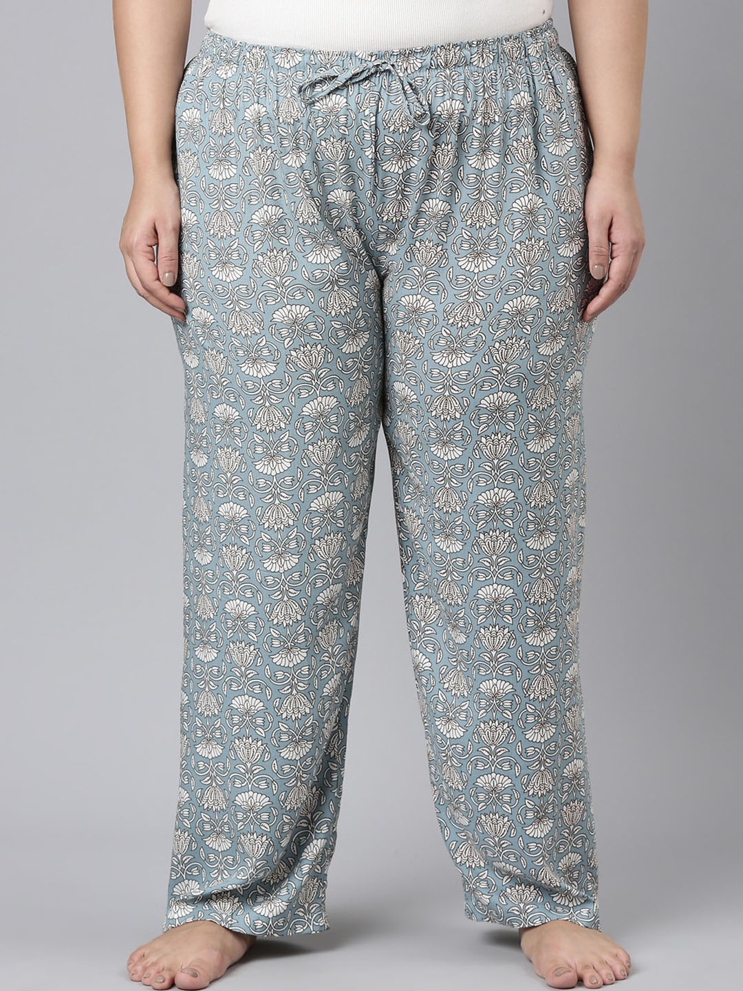 

Go Colors Women Plus Size Floral-Printed Relaxed-Fit Lightweight Lounge Pants, Blue