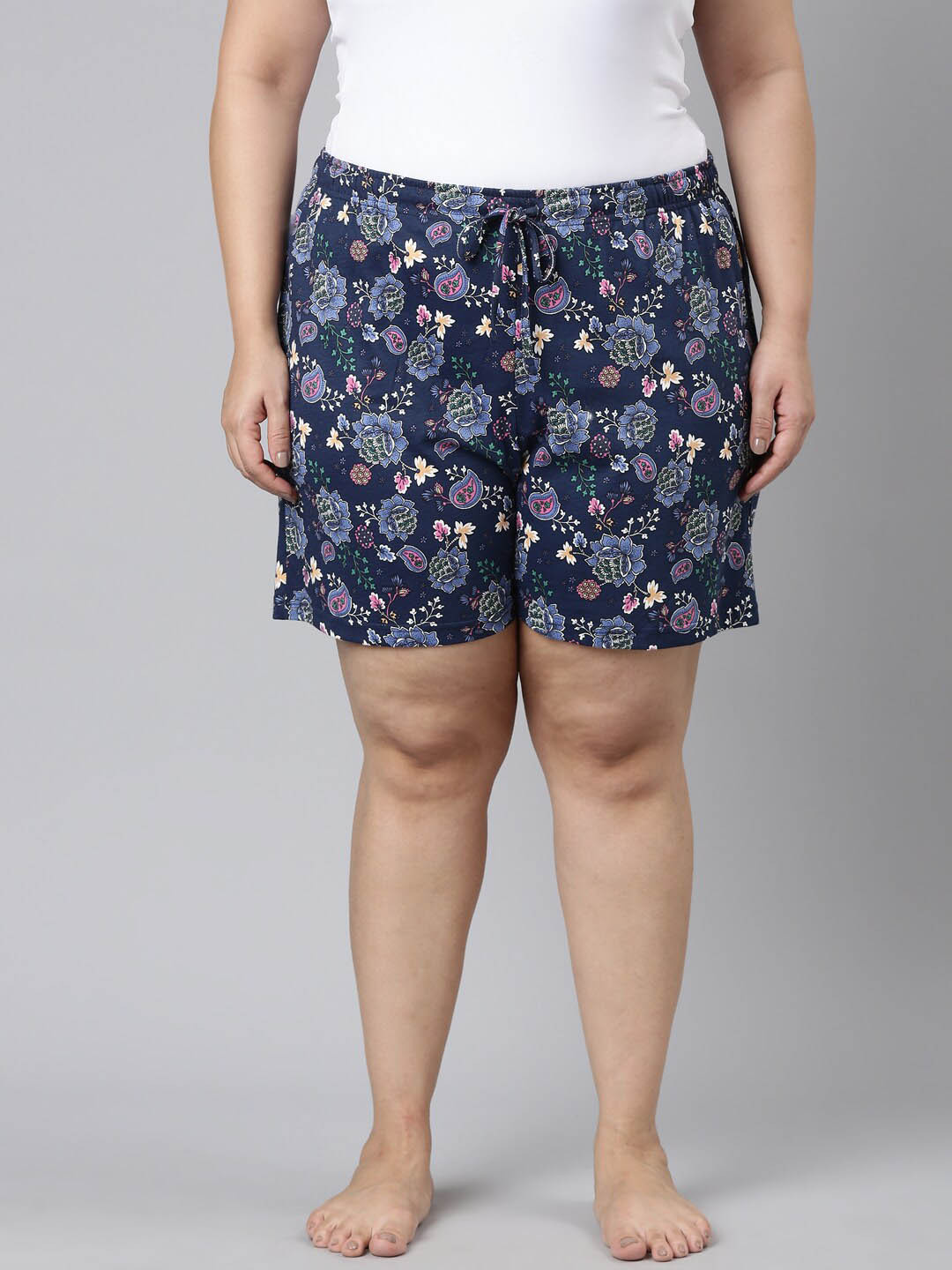 

Go Colors Women Printed Lounge Shorts, Blue